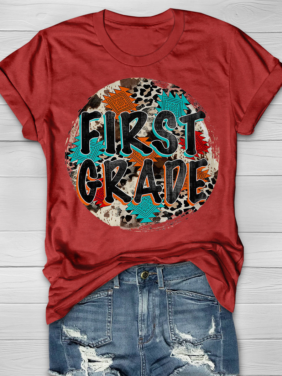 First Grade Print Graphic T-shirts