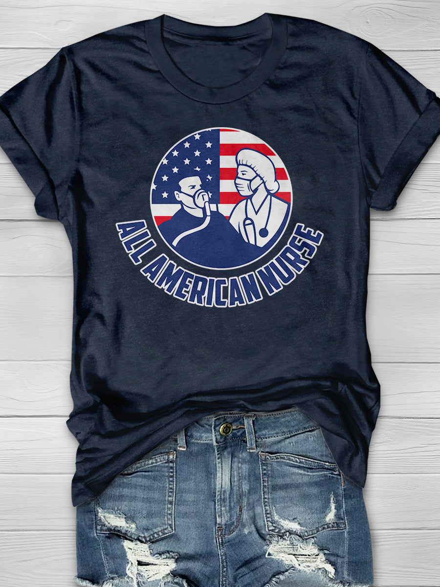 All American Nurse Print Short Sleeve T-shirt