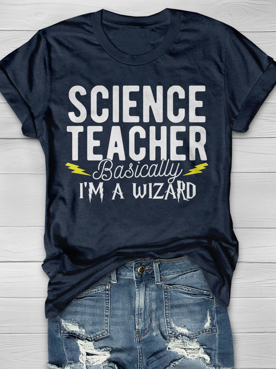 Science Teacher Print Graphic T-shirts