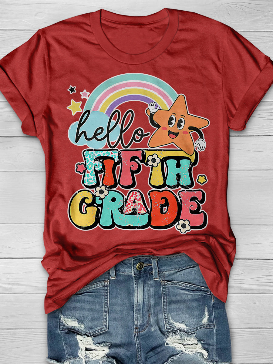 Hello 5th Grade Print Graphic T-shirts