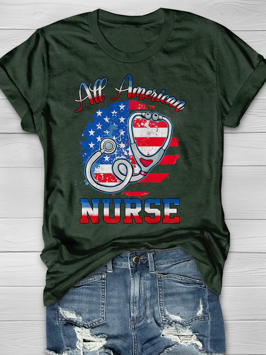 American Nurse Print Short Sleeve T-shirt