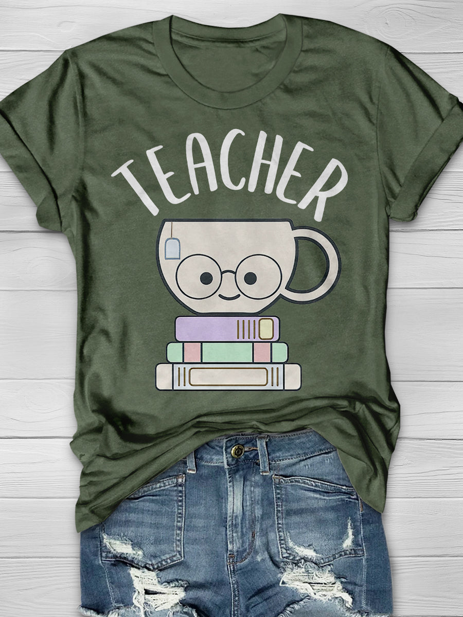 Cute Tea Teacher Pun Print Graphic T-shirts