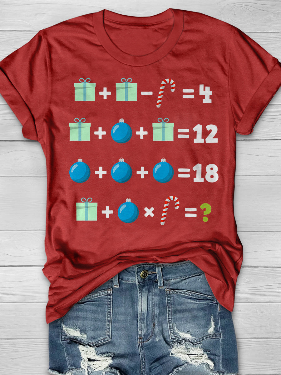 Funny Math Teacher Christmas Print Graphic T-shirts