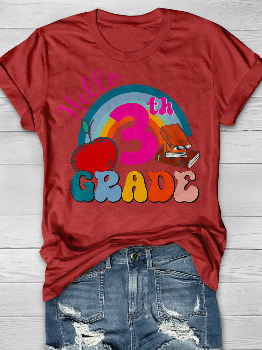 Hello 3rd Grade Print Graphic T-shirts