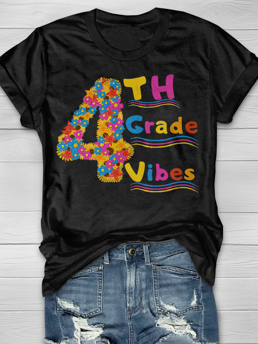 Fourth Grade Vibes Print Graphic T-shirts