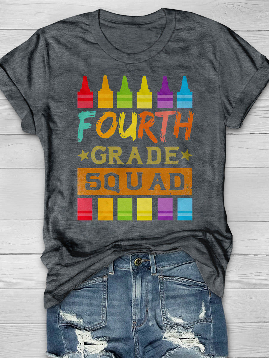 Fourth Grade Squad Print Graphic T-shirts