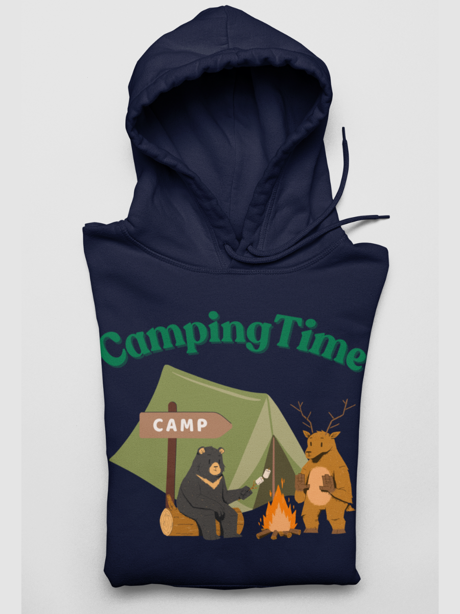 Camping Time Friends Graphic Pure Cotton Hoodie