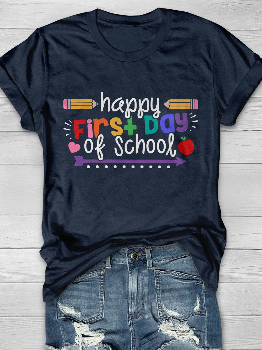 First Day of School Print Short Sleeve T-shirt