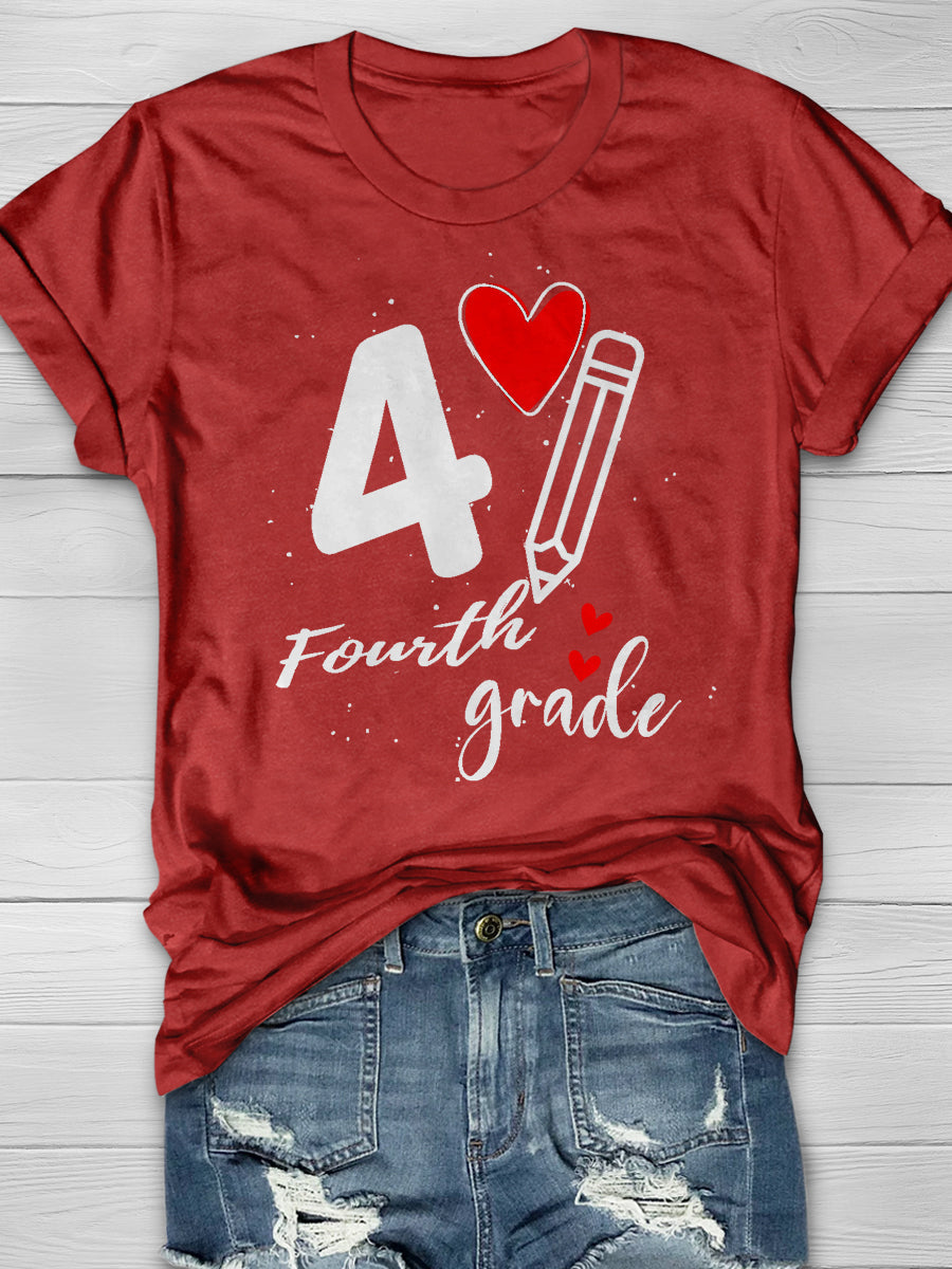 4 Fourth Grade Print Graphic T-shirts