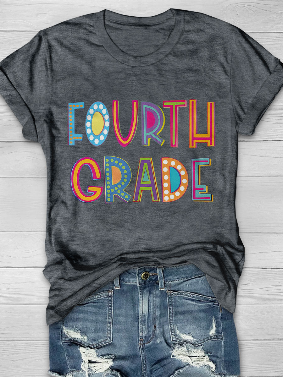 Fourth Grade Print Short Sleeve T-shirt