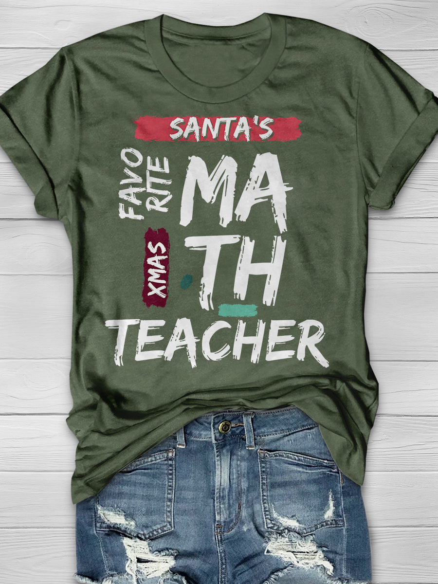 Christmas Math Teacher Print Graphic T-shirts