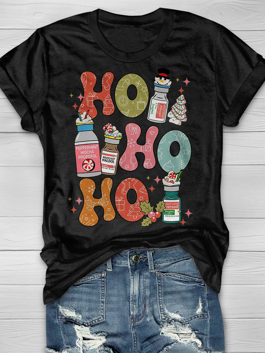Christmas Nurse Print Short Sleeve T-shirt
