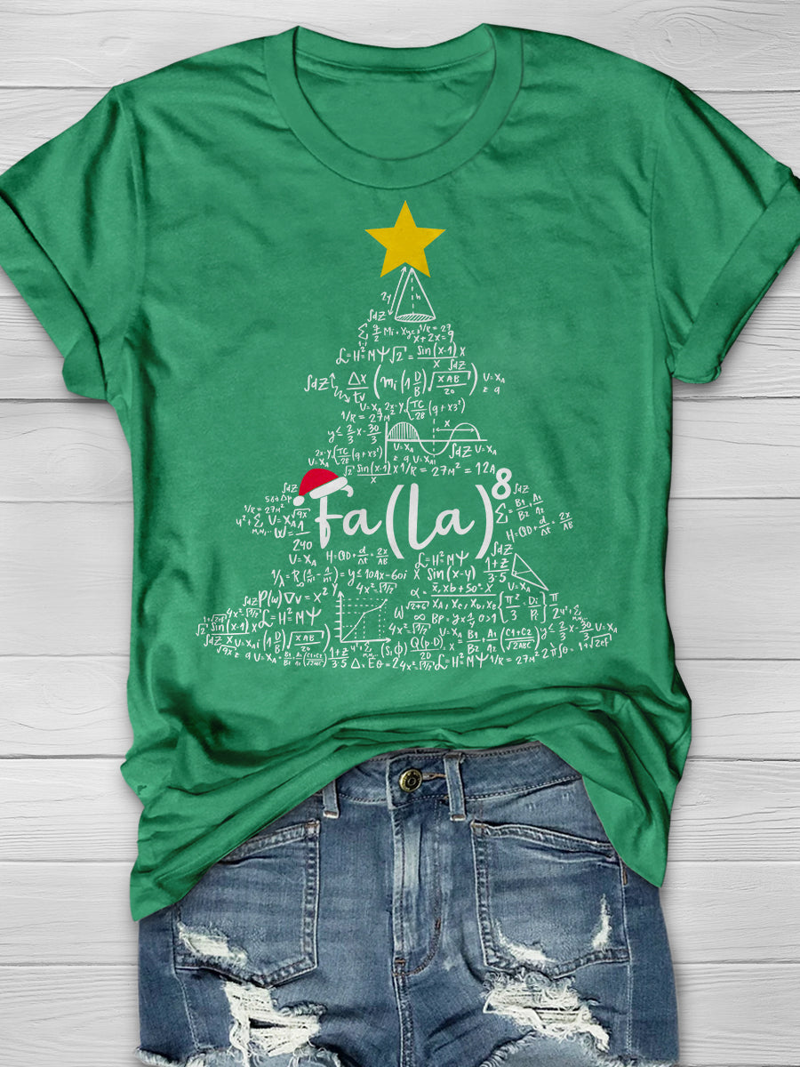Fa La 8 Math Teacher Christmas Tree Print Graphic T-shirts