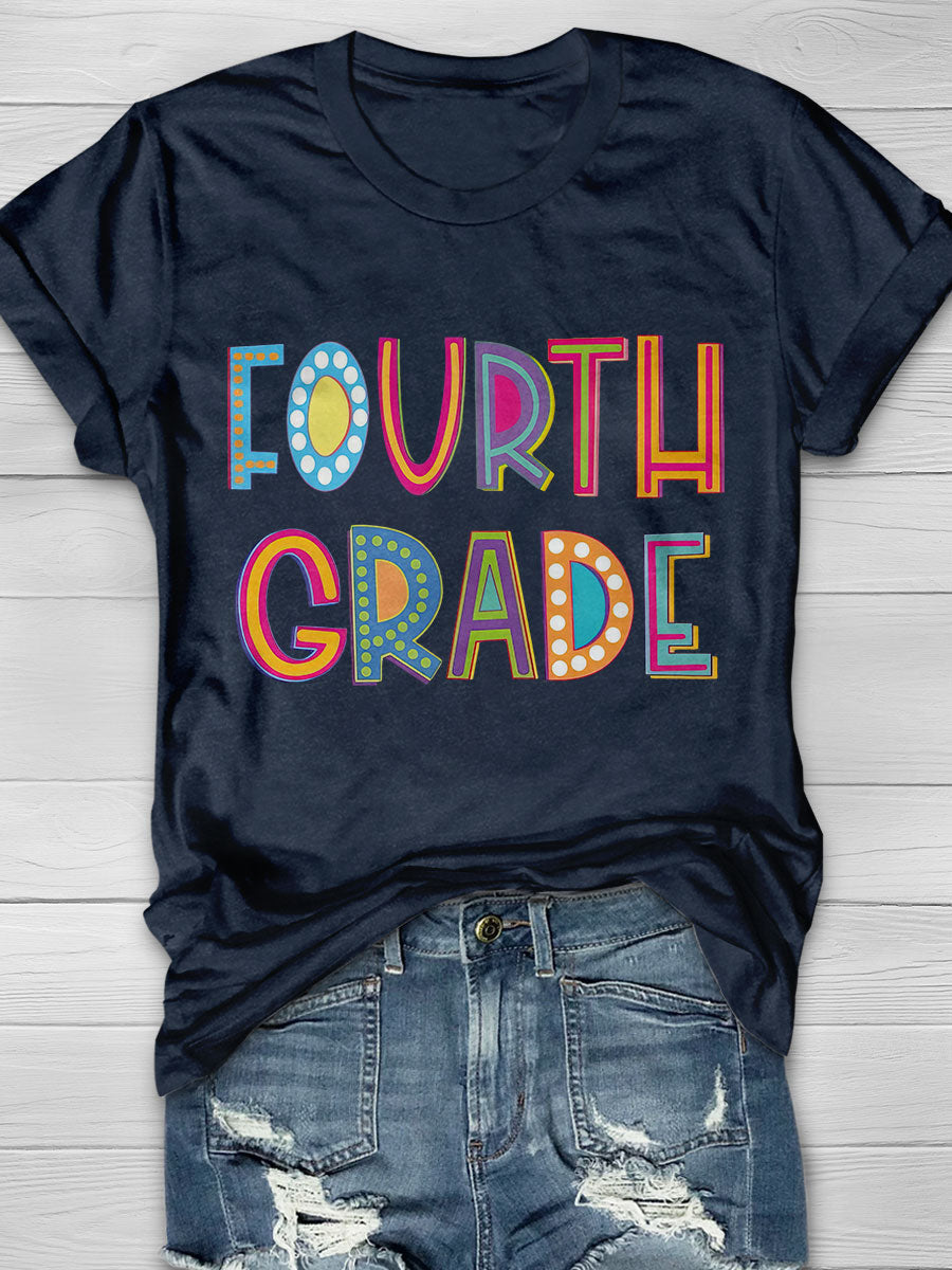 Fourth Grade Print Short Sleeve T-shirt