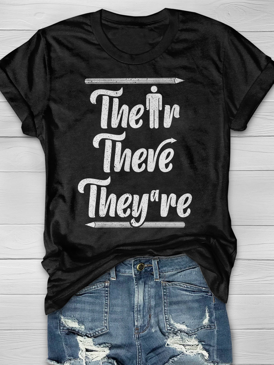 Their There They're Grammar Print Graphic T-shirts