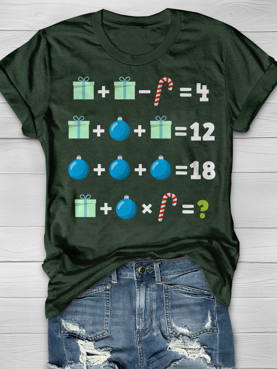 Funny Math Teacher Christmas Print Graphic T-shirts
