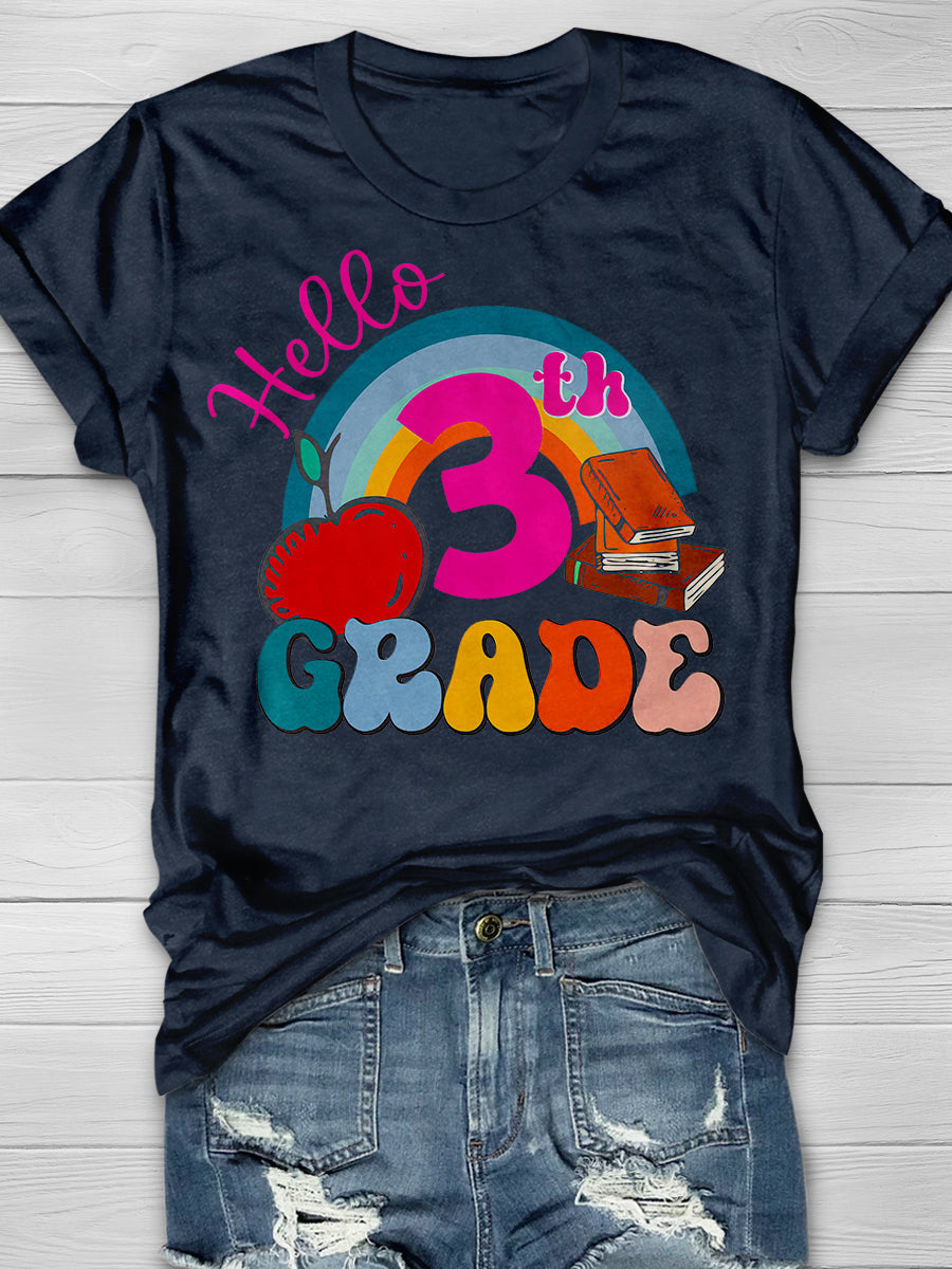 Hello 3rd Grade Print Graphic T-shirts