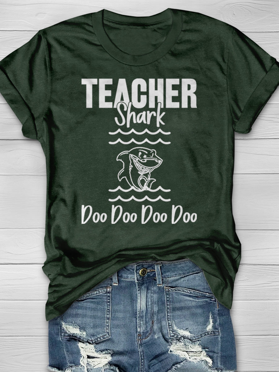 Teacher Shark Print Graphic T-shirts