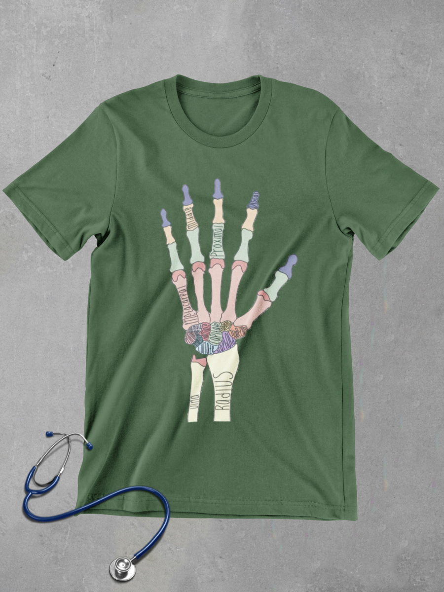 Labeled Hand Anatomy Magnet Nurse Graphic T-shirt