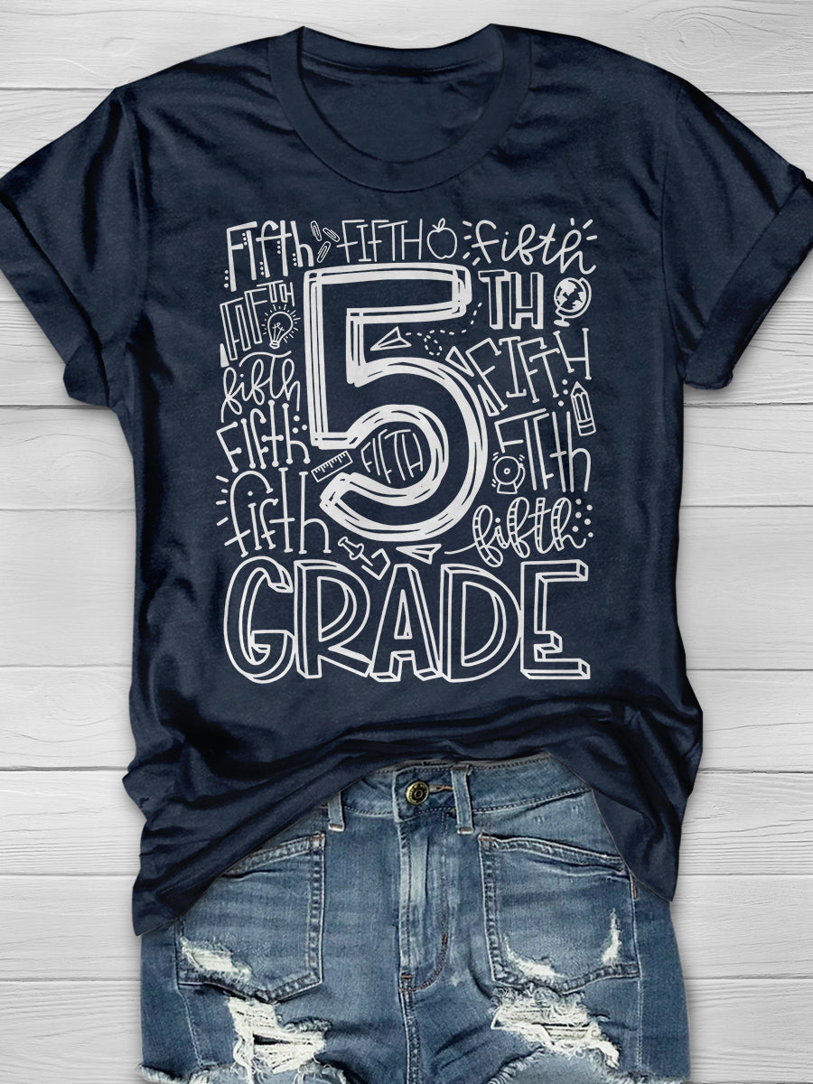 Fifth Grade Print Graphic T-shirts