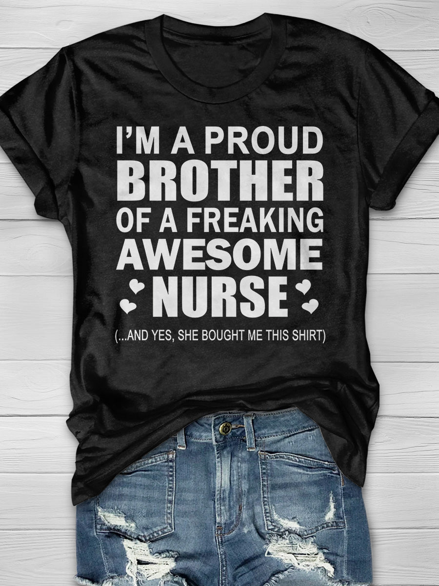 Awesome Nurse Print Short Sleeve T-shirt