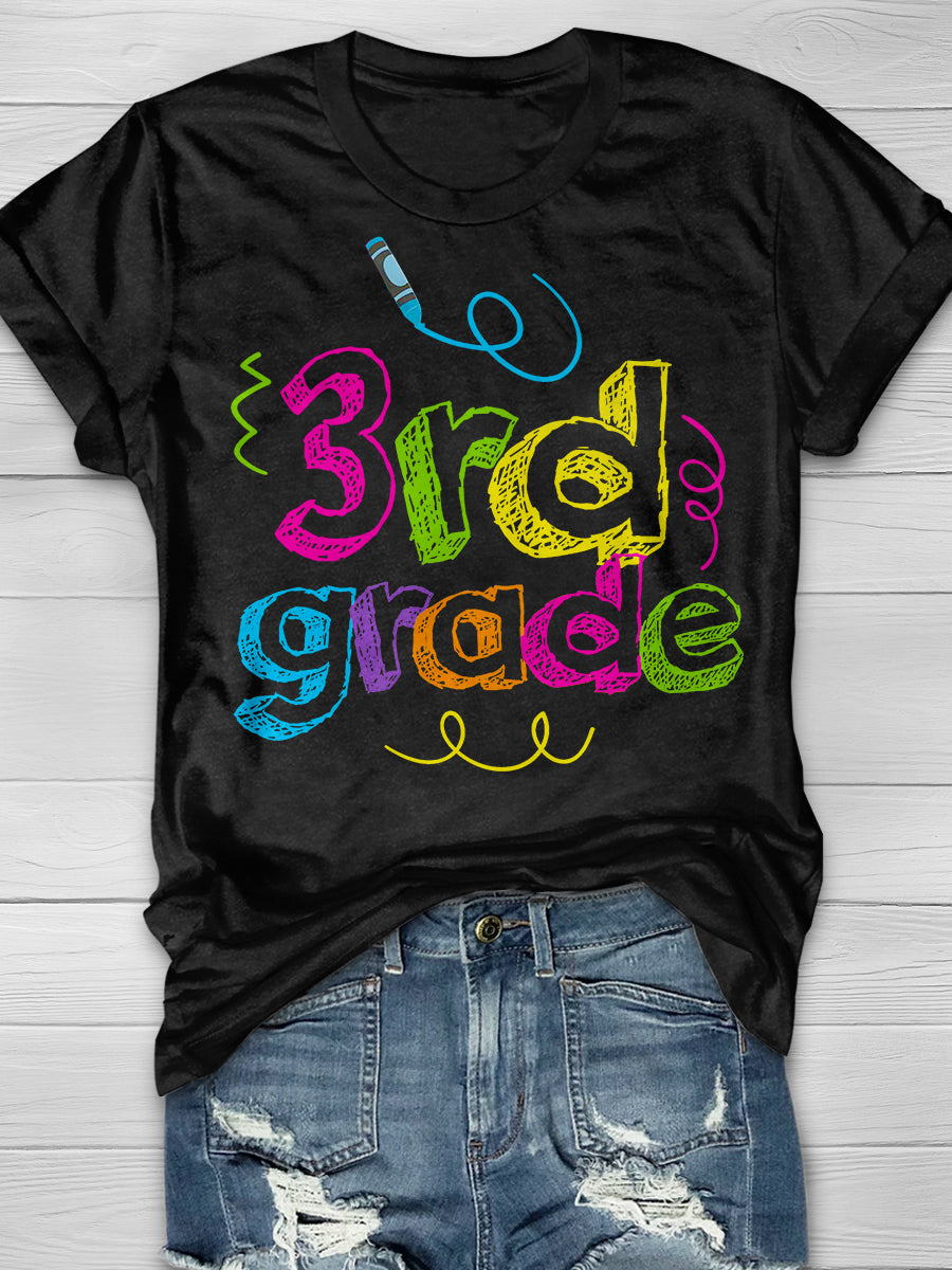 Third Grade Squad Print Graphic T-shirts