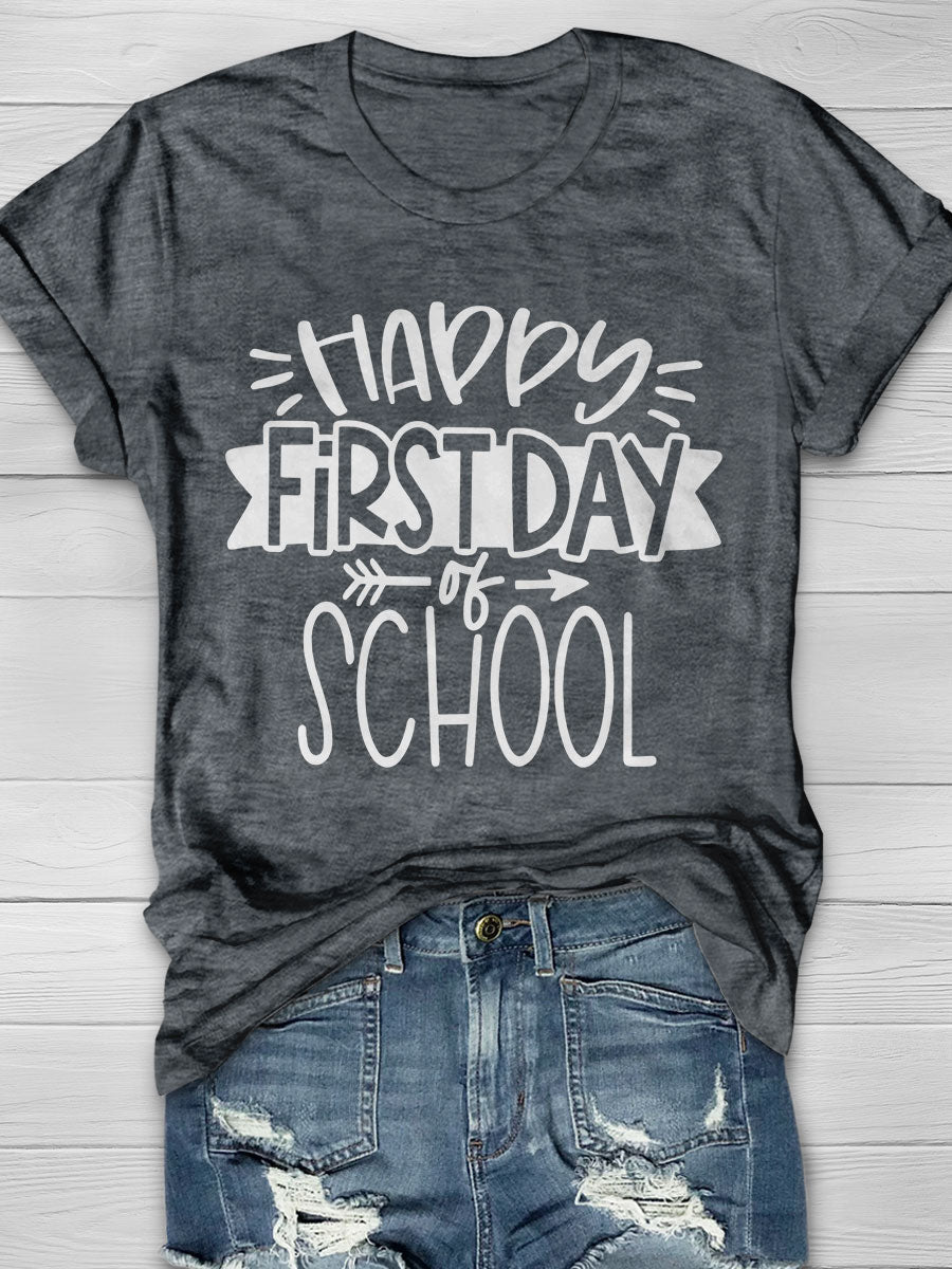 First Day of School Print Short Sleeve T-shirt