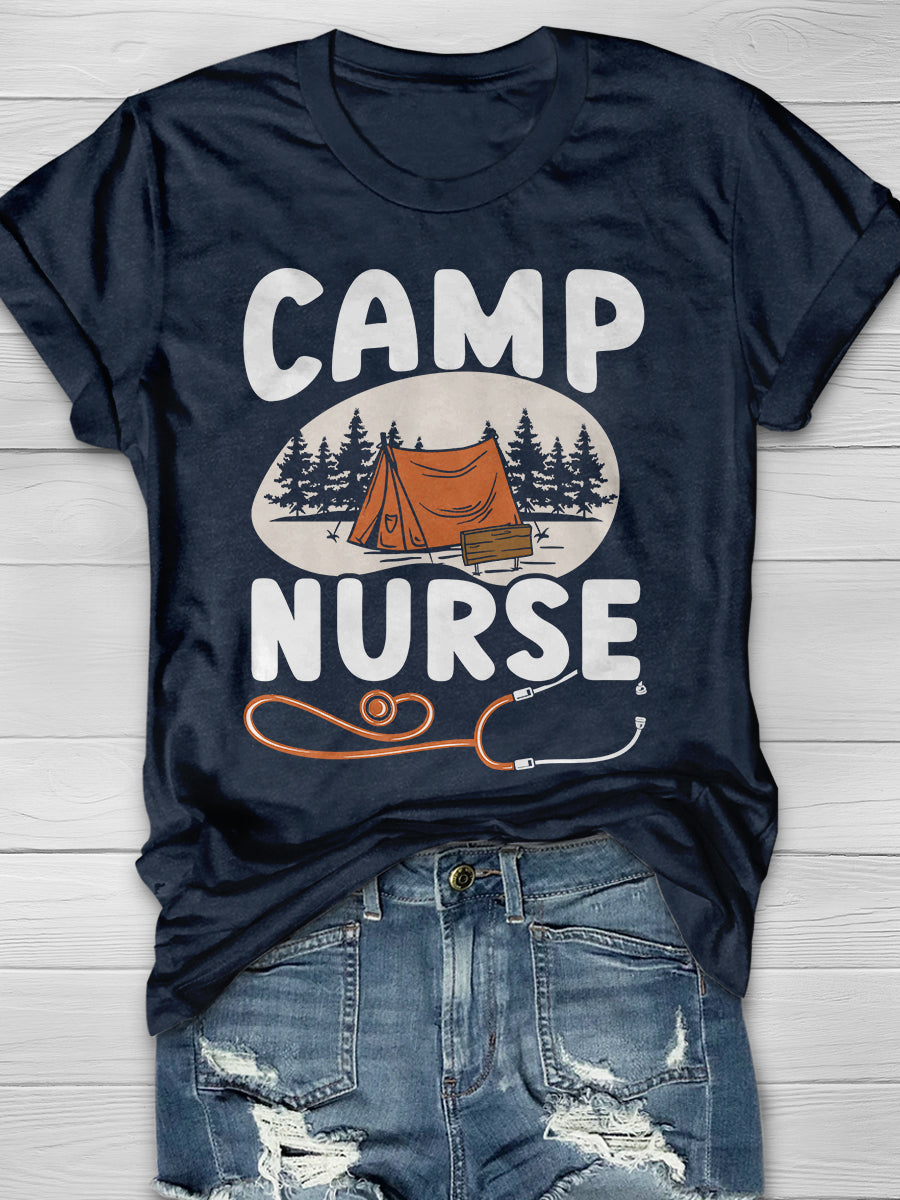 Camp Nurse Print Short Sleeve T-shirt