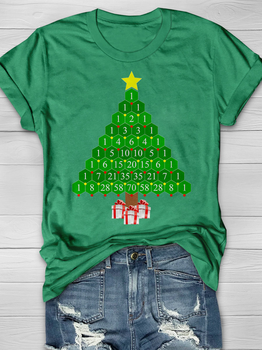 Pascal's Triangle Math Christmas Tree Print Graphic T-shirts