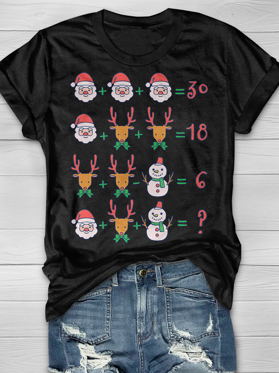 Funny Christmas Math Teacher Print Graphic T-shirts