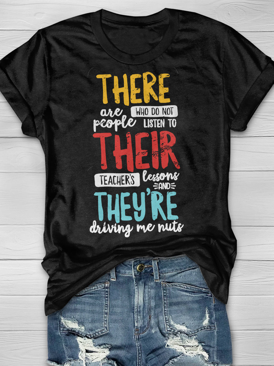 There Their They're English Grammar Teacher Print Graphic T-shirts