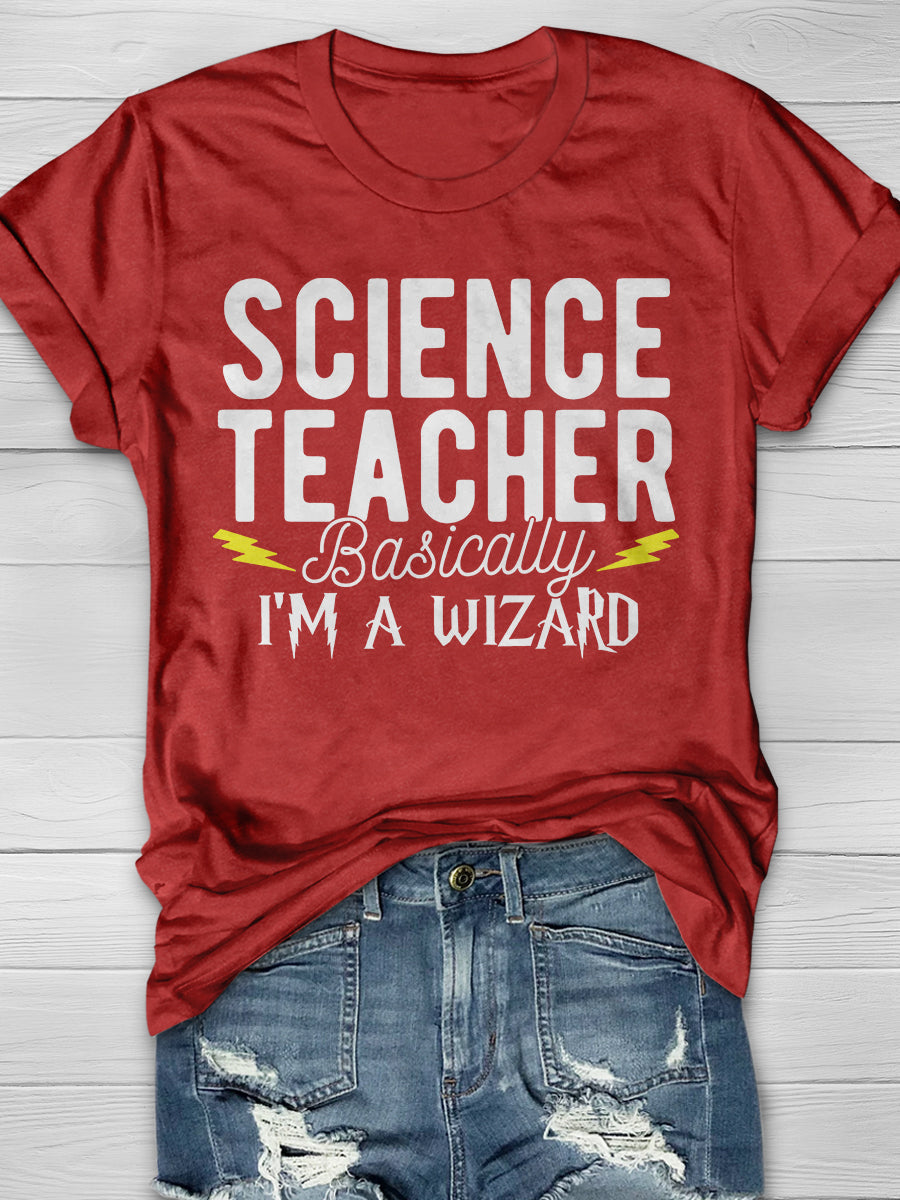 Science Teacher Print Graphic T-shirts