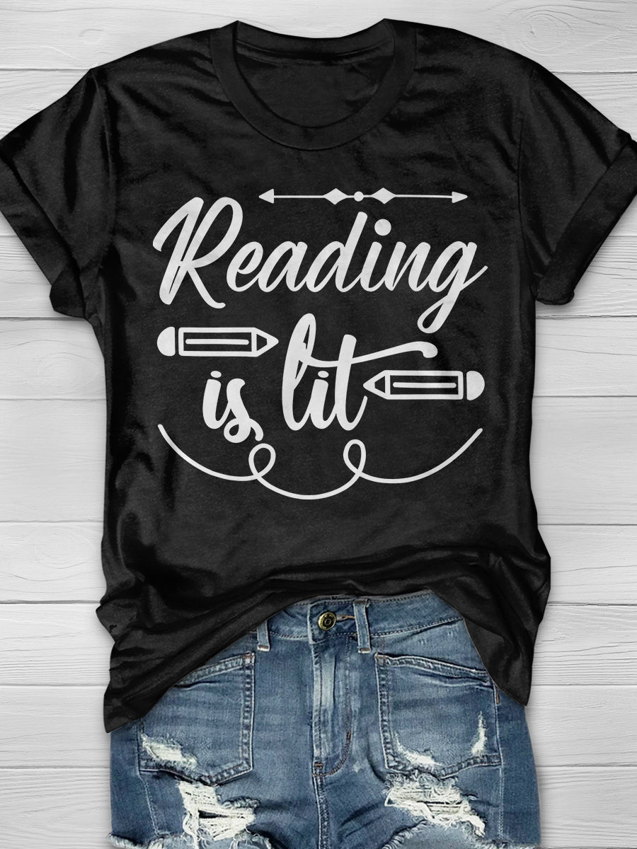 Reading Books Is Fun Print Graphic T-shirts