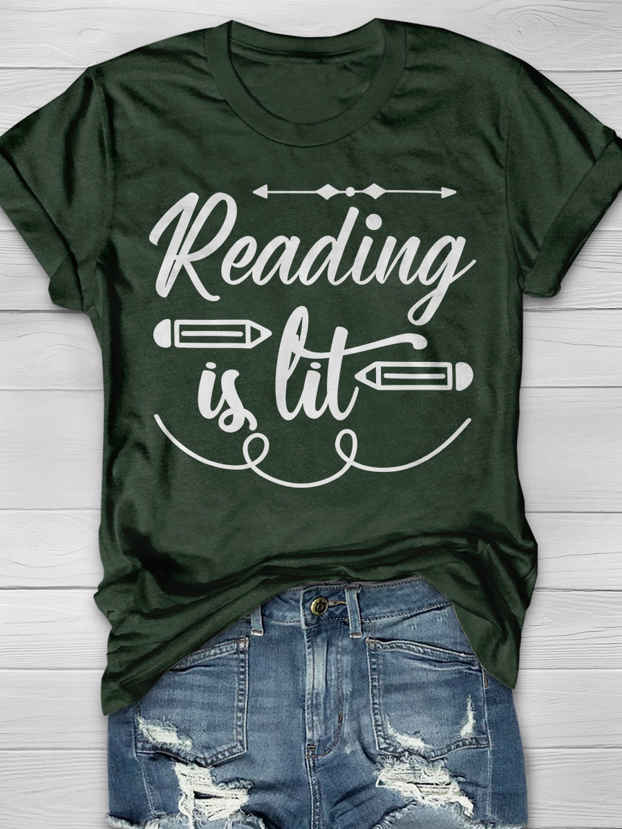 Reading Books Is Fun Print Graphic T-shirts
