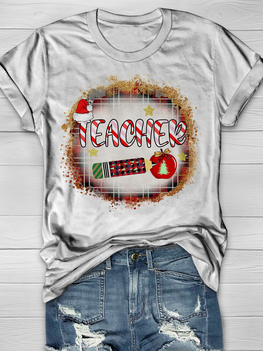Teacher Christmas Print Graphic T-shirts
