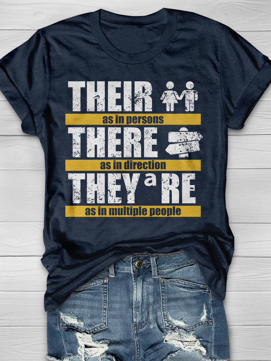 Their There They're Grammar Print Graphic T-shirts