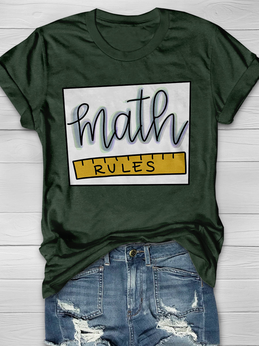 Math Rules Print Graphic T-shirts