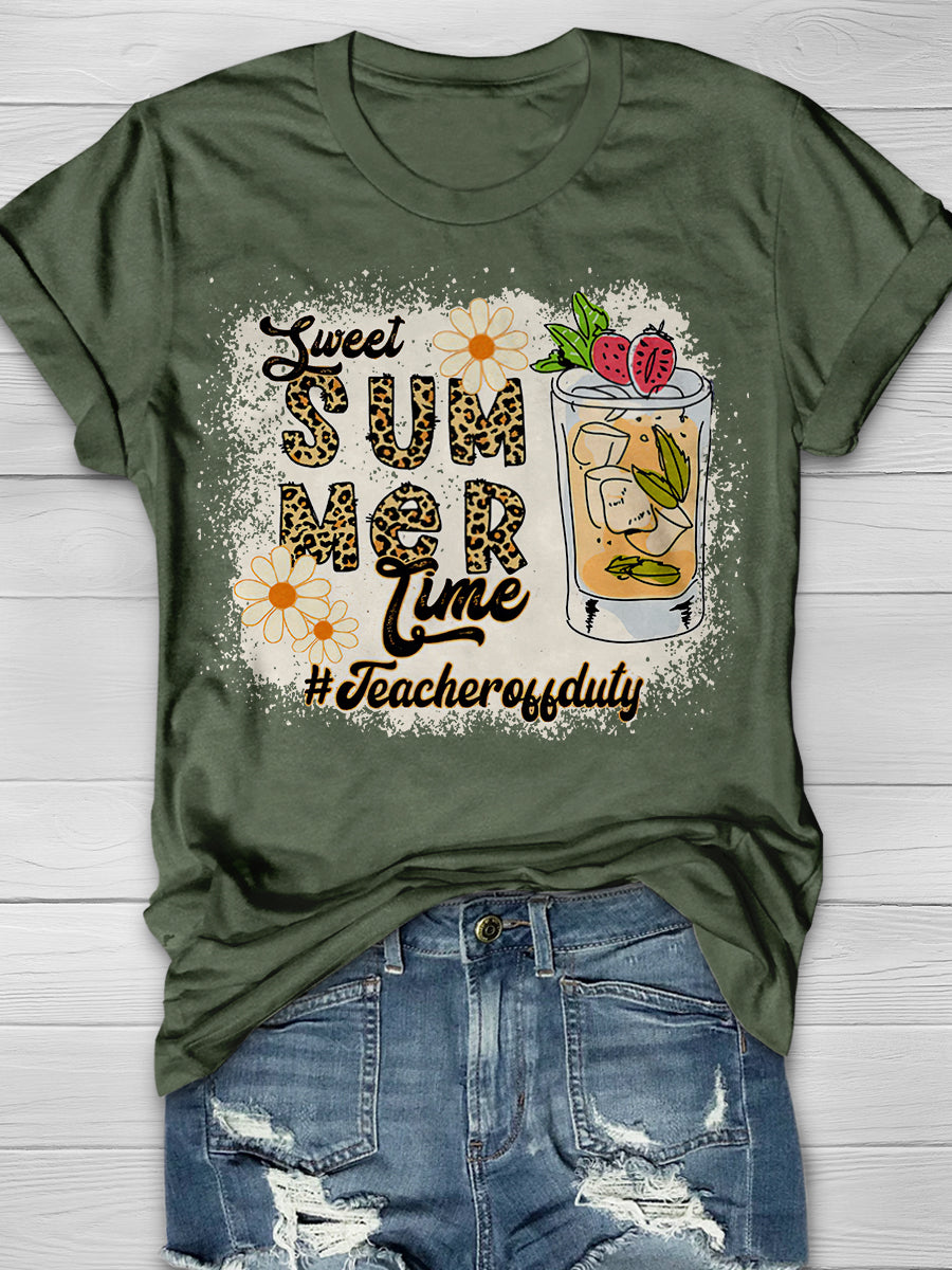Sweet Summer Time Teacher Off Duty Print Graphic T-shirts