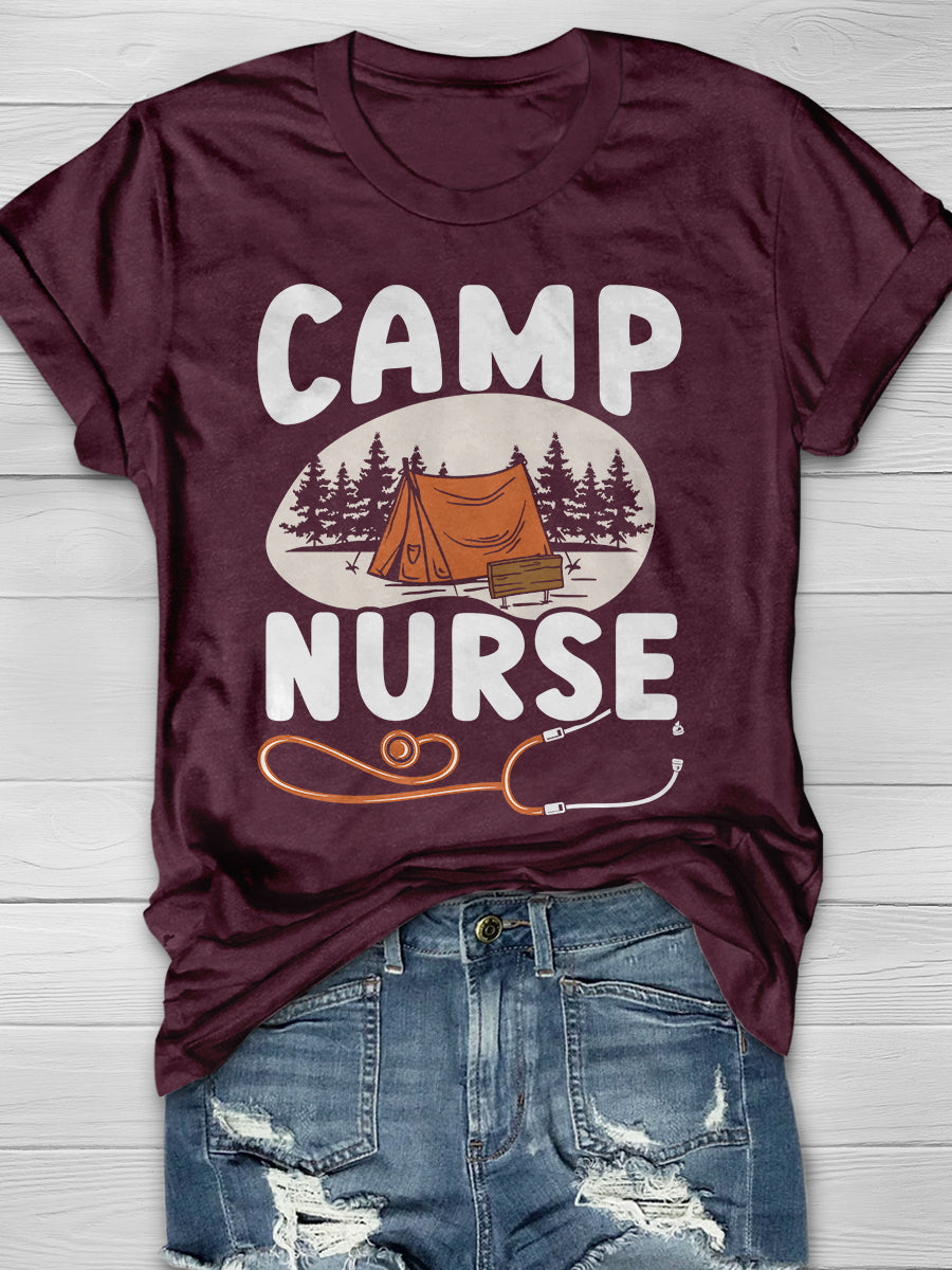 Camp Nurse Print Short Sleeve T-shirt