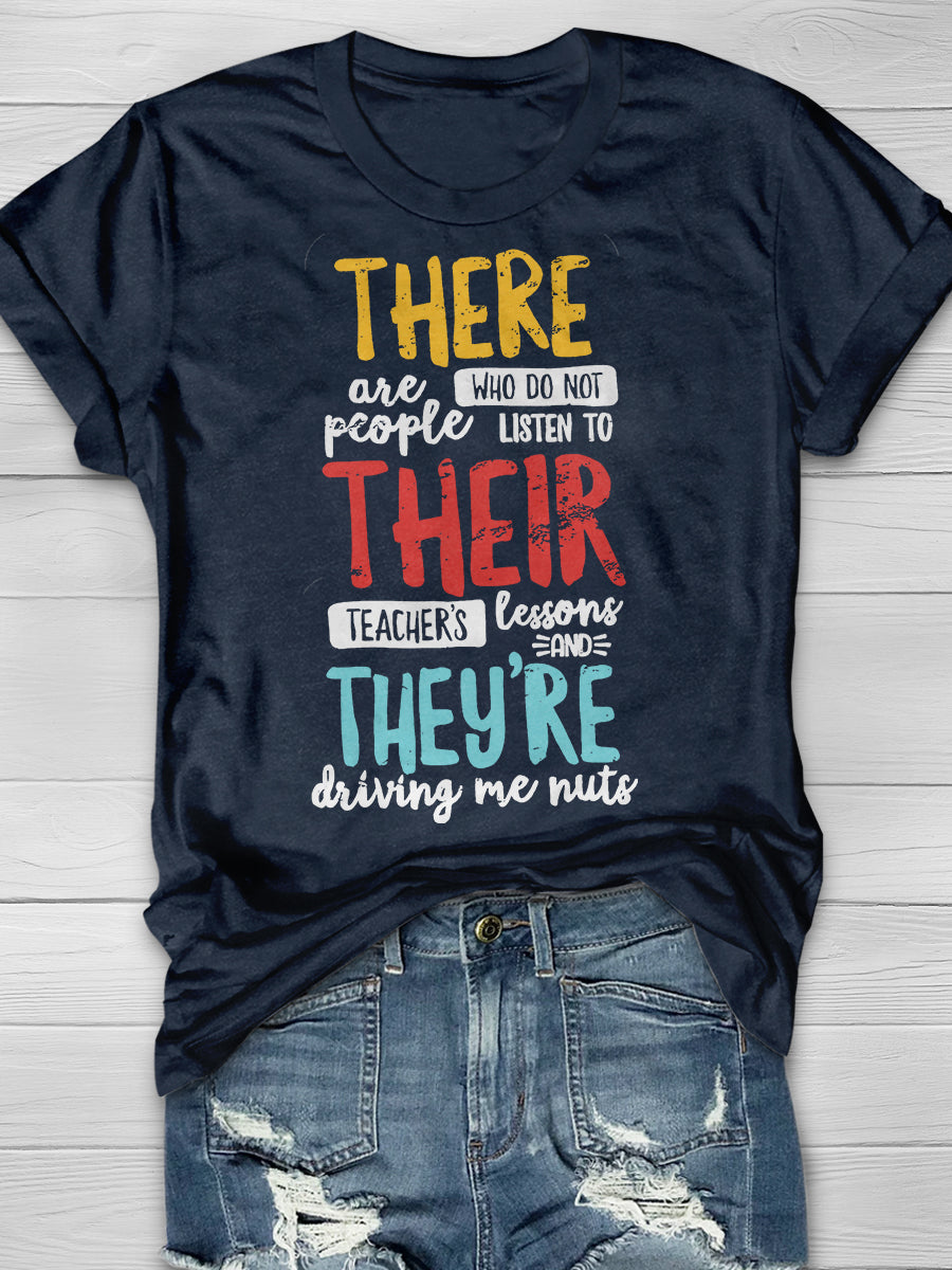 There Their They're English Grammar Teacher Print Graphic T-shirts