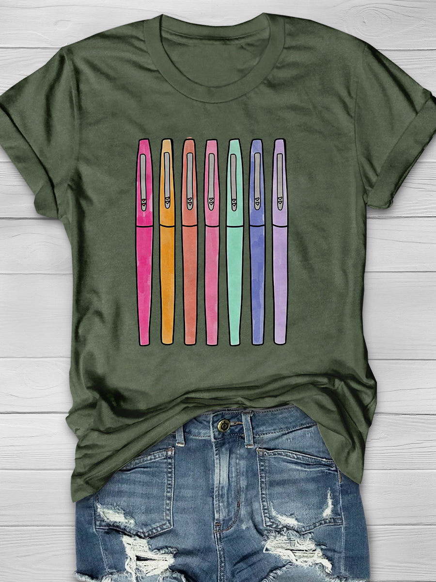 Pens Print Graphic T-shirts