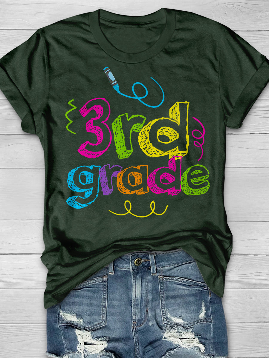 Third Grade Squad Print Graphic T-shirts