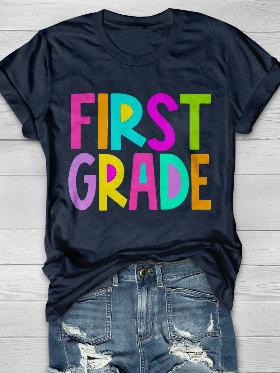 First Grade Print Short Sleeve T-shirt