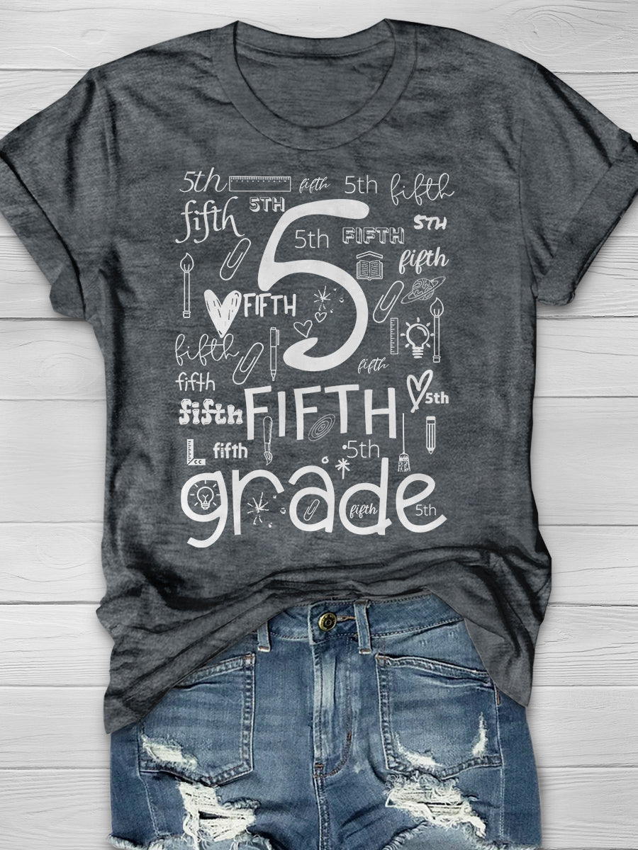 Fifth Grade Print Graphic T-shirts