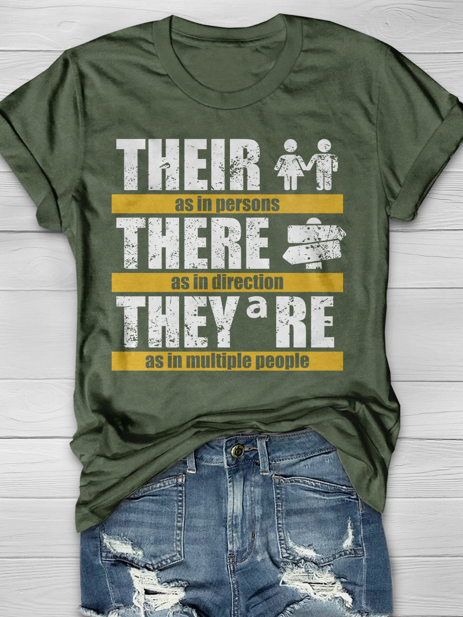 Their There They're Grammar Print Graphic T-shirts