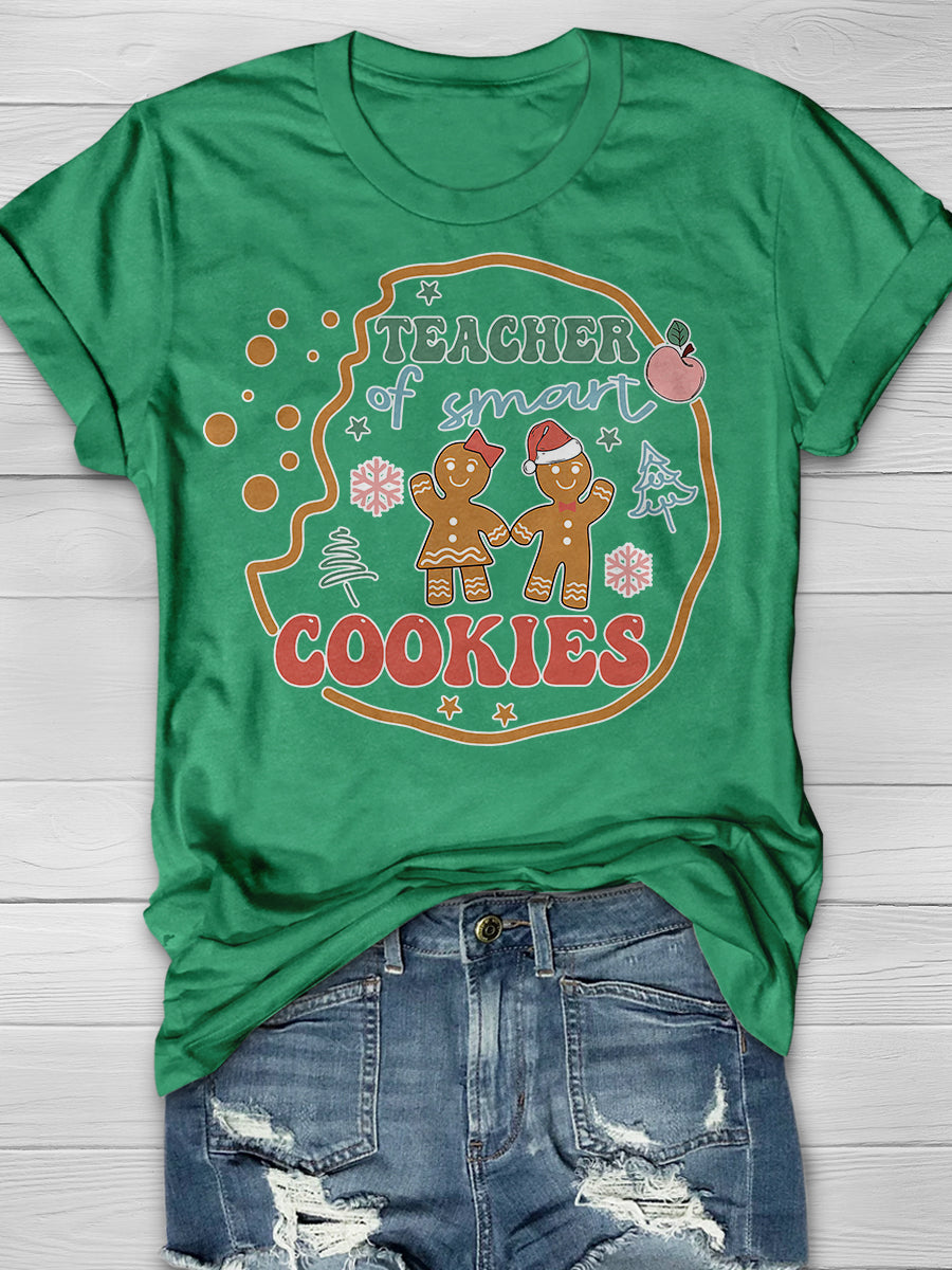 Happy Christmas Day Teacher Of Smart Cookies Print Graphic T-shirts