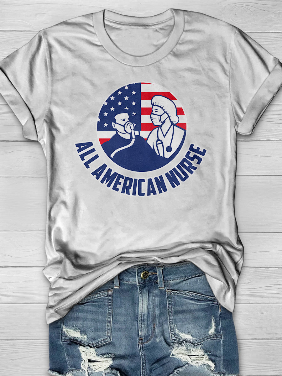 All American Nurse Print Short Sleeve T-shirt