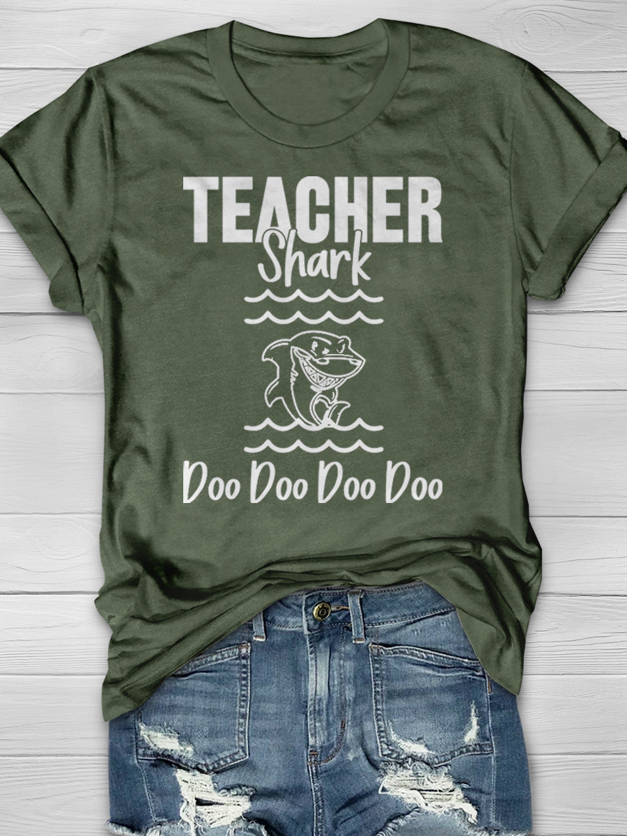 Teacher Shark Print Graphic T-shirts