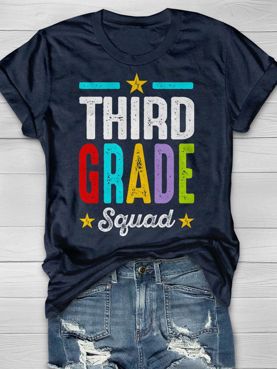 Third Grade Squad Print Graphic T-shirts