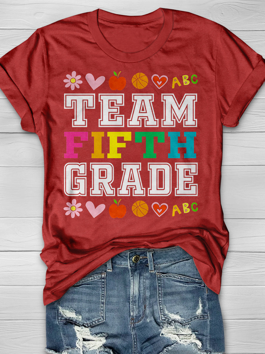 Team 5th Fifth Grade Print Graphic T-shirts